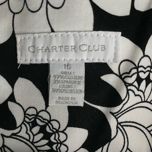 NEW Sheath Dress Charter Club Cotton Sleeveless lined scoop neck Black White 16 - Picture 9 of 11